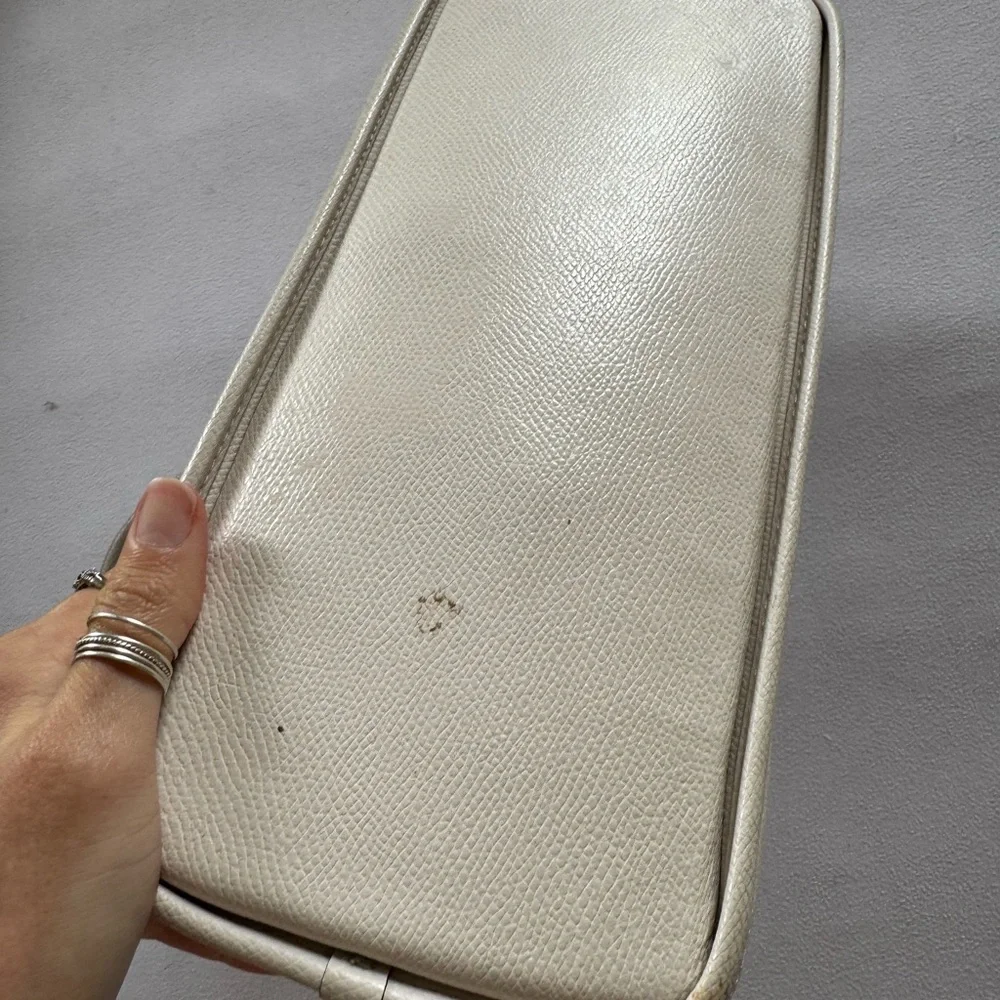 Coach Cora Dome Mini Satchel Cream Crossgrain Leather Handbag Multiple Strap